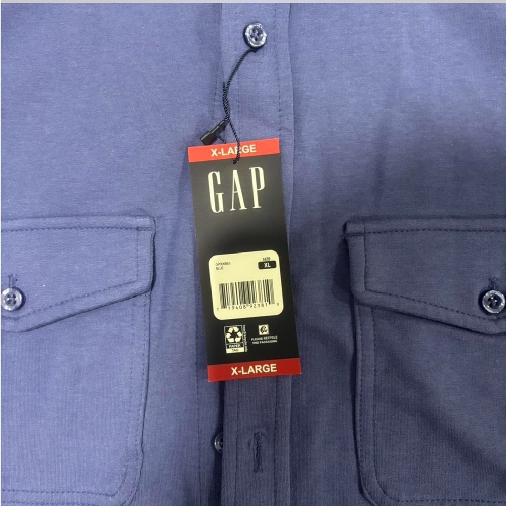 GAP‎ Mens XL Long Sleeve Knit Button Down Shirt Purple Casual Workwear - Picture 3 of 6